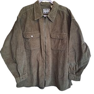 PROPERTY 90s Vintage Oversized Zip-up Olive Corduroy Jacket Size XL